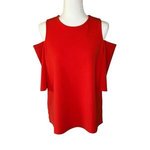 NEW Worthington Woman's Knit Blouse Orange Cold Shoulder 3/4 Sleeve Size Medium